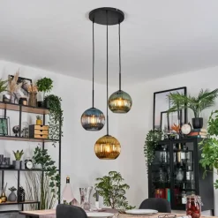 hofstein Koyoto Suspension Noir, 3 lumières