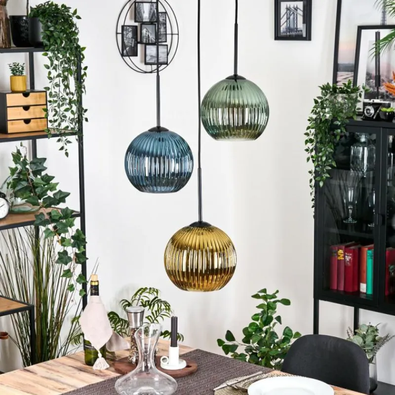 hofstein Koyoto Suspension Noir, 3 lumières