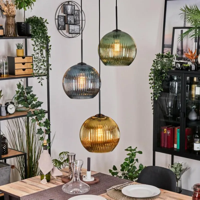 hofstein Koyoto Suspension Noir, 3 lumières