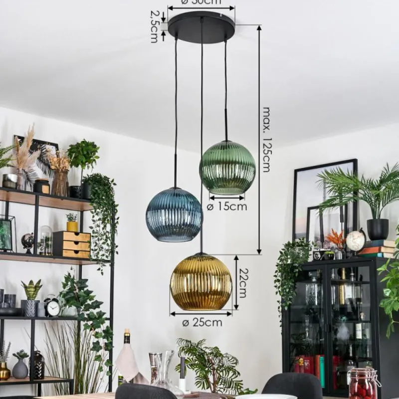 hofstein Koyoto Suspension Noir, 3 lumières