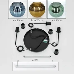 hofstein Koyoto Suspension Noir, 3 lumières