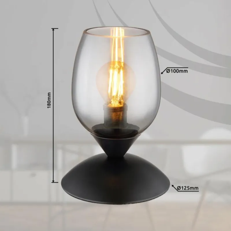 Suspension Verre Fumé-Luminaires Globo Lighting Kuwaita Lampe à poser Noir, 1 lumière