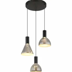 Suspension Verre Fumé-Luminaires Globo Lighting Labora Suspension LED Noir, 1 lumière