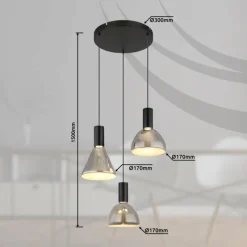Suspension Verre Fumé-Luminaires Globo Lighting Labora Suspension LED Noir, 1 lumière