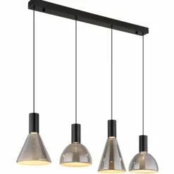 Suspension Verre Fumé-Luminaires Globo Lighting Labora Suspension LED Noir, 1 lumière
