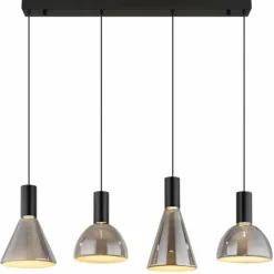 Suspension Verre Fumé-Luminaires Globo Lighting Labora Suspension LED Noir, 1 lumière