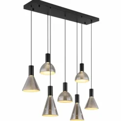 Suspension Verre Fumé-Luminaires Globo Lighting Labora Suspension LED Noir, 1 lumière