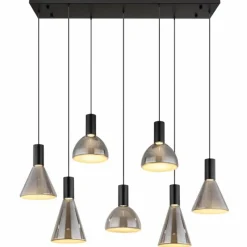 Suspension Verre Fumé-Luminaires Globo Lighting Labora Suspension LED Noir, 1 lumière