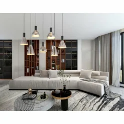 Suspension Verre Fumé-Luminaires Globo Lighting Labora Suspension LED Noir, 1 lumière