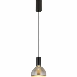 Suspension Verre Fumé-Luminaires Globo Lighting Labora Suspension LED Noir, 1 lumière