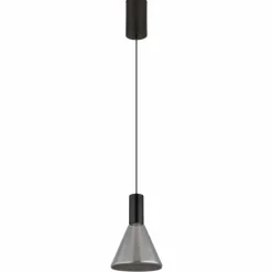 Suspension Verre Fumé-Luminaires Globo Lighting Labora Suspension LED Noir, 1 lumière