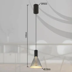 Suspension Verre Fumé-Luminaires Globo Lighting Labora Suspension LED Noir, 1 lumière