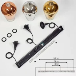 Lampes Dorées-hofstein Ladrongueira Suspension Chrome, Or, Clair, Cuivré, Fumé, 3 lumières