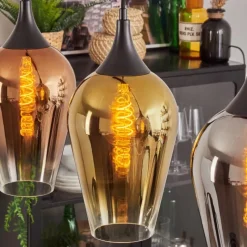 Lampes Dorées-hofstein Ladrongueira Suspension Chrome, Or, Clair, Cuivré, Fumé, 3 lumières