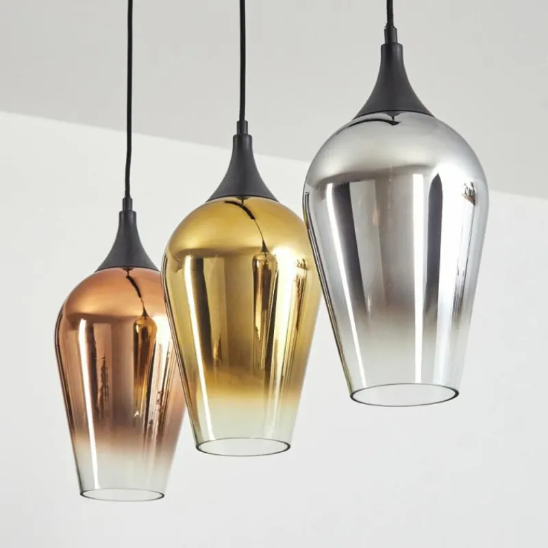 Lampes Dorées-hofstein Ladrongueira Suspension Chrome, Or, Clair, Cuivré, Fumé, 3 lumières