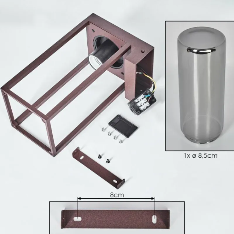 Suspension Verre Fumé-hofstein Lagarelhos Lampe murale d´extérieur Rouille, 1 lumière