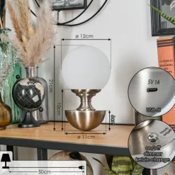 hofstein Lakolk Lampe à poser LED Nickel mat, 1 lumière