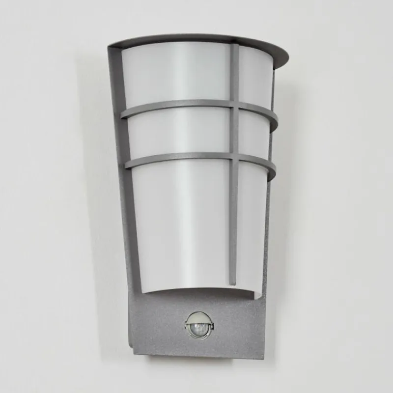 hofstein Lamarche Lampe murale d´extérieur, Applique murale LED Gris, 2 lumières, Détecteur de mouvement