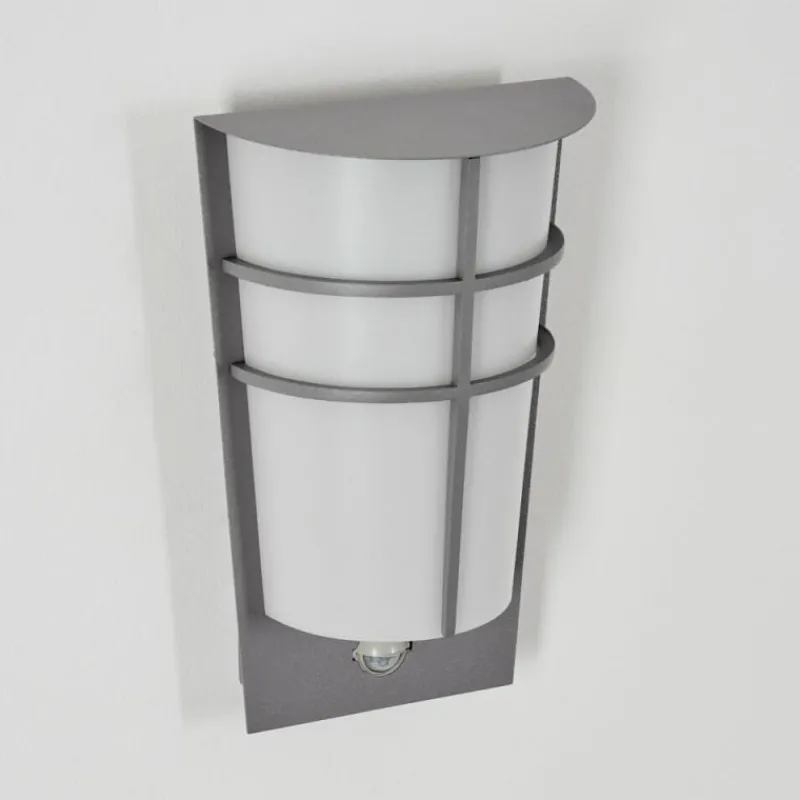 hofstein Lamarche Lampe murale d´extérieur, Applique murale LED Gris, 2 lumières, Détecteur de mouvement
