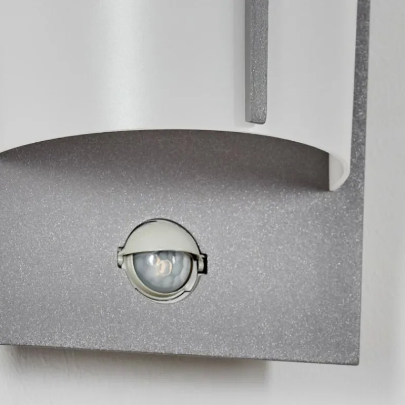 hofstein Lamarche Lampe murale d´extérieur, Applique murale LED Gris, 2 lumières, Détecteur de mouvement