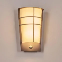 hofstein Lamarche Lampe murale d´extérieur, Applique murale LED Gris, 2 lumières, Détecteur de mouvement