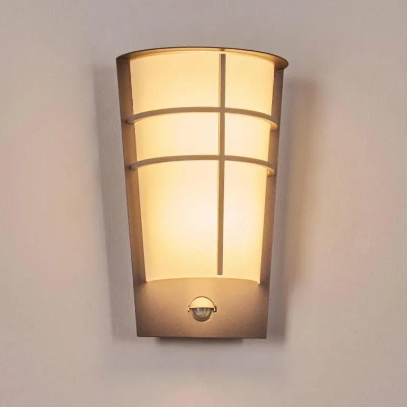 hofstein Lamarche Lampe murale d´extérieur, Applique murale LED Gris, 2 lumières, Détecteur de mouvement