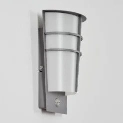 hofstein Lamarche Lampe murale d´extérieur, Applique murale LED Gris, 2 lumières, Détecteur de mouvement