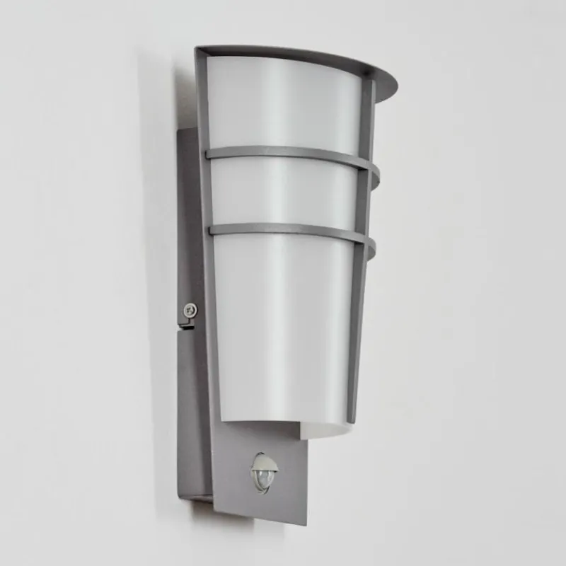 hofstein Lamarche Lampe murale d´extérieur, Applique murale LED Gris, 2 lumières, Détecteur de mouvement