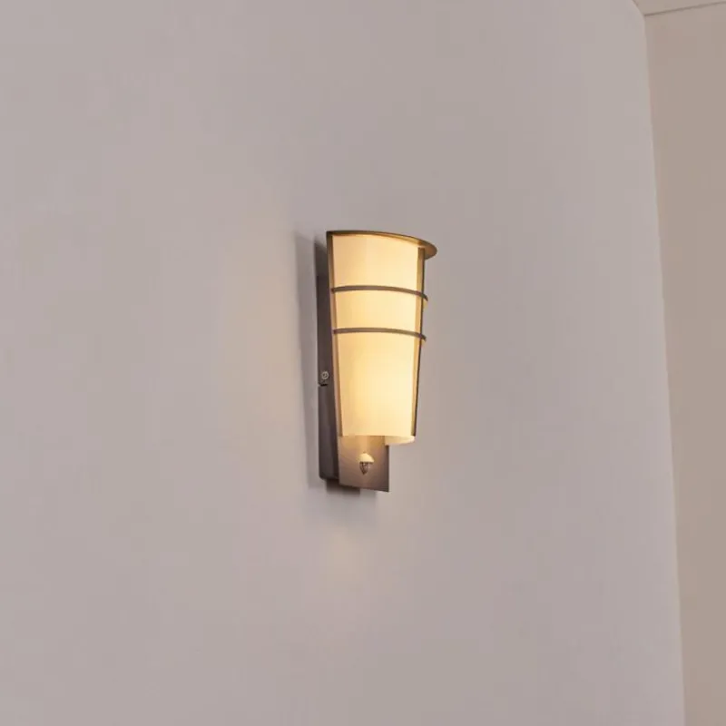 hofstein Lamarche Lampe murale d´extérieur, Applique murale LED Gris, 2 lumières, Détecteur de mouvement