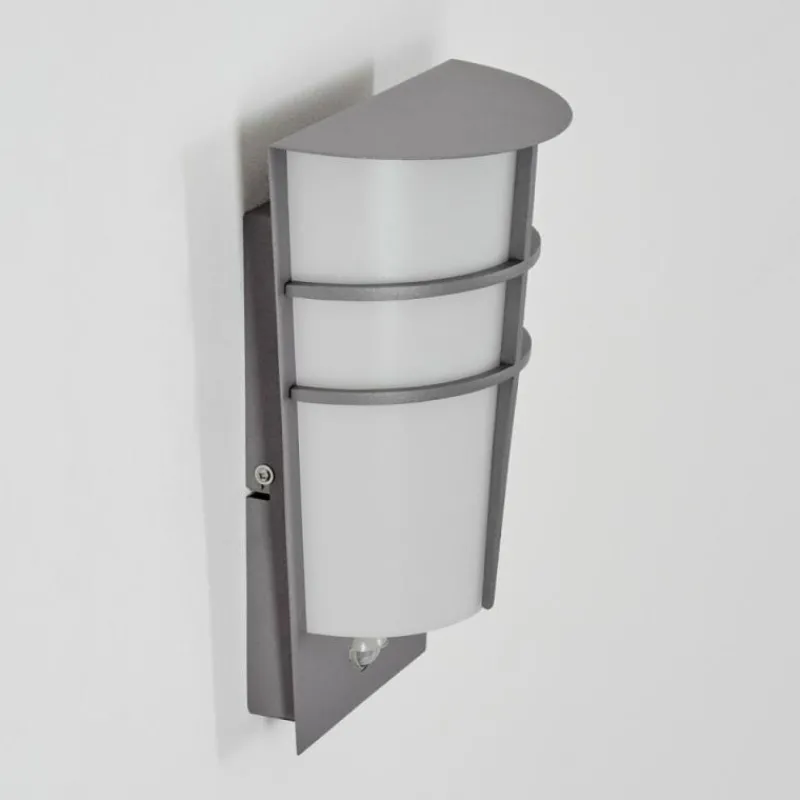 hofstein Lamarche Lampe murale d´extérieur, Applique murale LED Gris, 2 lumières, Détecteur de mouvement
