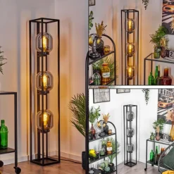 Suspension Verre Fumé-hofstein Lampadaire Arieux Noir, 3 lumières