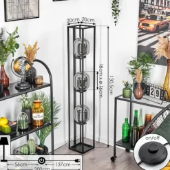 Suspension Verre Fumé-hofstein Lampadaire Arieux Noir, 3 lumières