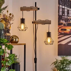 Luminaires Scandinaves-hofstein Lampadaire Bardhaman Écru, Noir, 2 lumières