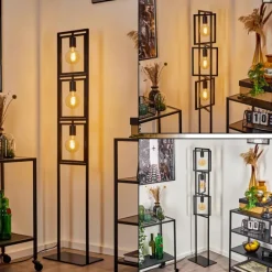 Lampes Vintages & Rétros-hofstein Lampadaire Bass Noir, 3 lumières