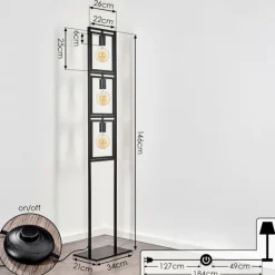 Lampes Vintages & Rétros-hofstein Lampadaire Bass Noir, 3 lumières