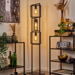 Lampes Vintages & Rétros-hofstein Lampadaire Bass Noir, 3 lumières