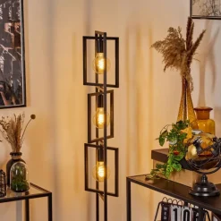 Lampes Vintages & Rétros-hofstein Lampadaire Bass Noir, 3 lumières