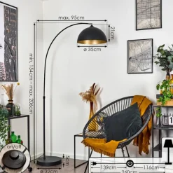 hofstein Lampadaire Beles Noir, 1 lumière