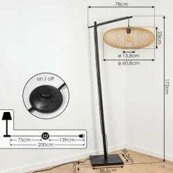 Style Boho-Chic-hofstein Lampadaire Brooker Noir, 1 lumière