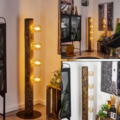 Luminaires Scandinaves-hofstein Lampadaire Canedo Bois foncé, Noir, 4 lumières