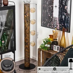 Luminaires Scandinaves-hofstein Lampadaire Canedo Bois foncé, Noir, 4 lumières