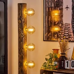 Luminaires Scandinaves-hofstein Lampadaire Canedo Bois foncé, Noir, 4 lumières