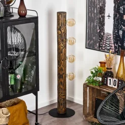 Luminaires Scandinaves-hofstein Lampadaire Canedo Bois foncé, Noir, 4 lumières