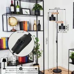 Lampes Dorées-hofstein Lampadaire Chabian Noir, 2 lumières