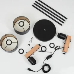 Lampes Dorées-hofstein Lampadaire Chabian Noir, 2 lumières