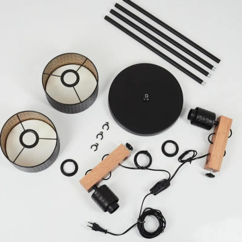 Lampes Dorées-hofstein Lampadaire Chabian Noir, 2 lumières