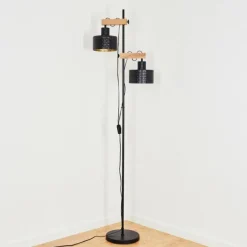 Lampes Dorées-hofstein Lampadaire Chabian Noir, 2 lumières