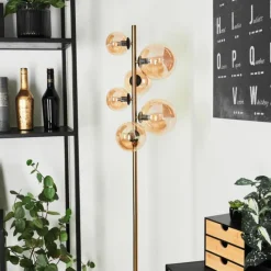 hofstein Lampadaire Chehalis LED Laiton, Noir, 6 lumières