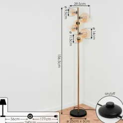hofstein Lampadaire Chehalis LED Laiton, Noir, 6 lumières
