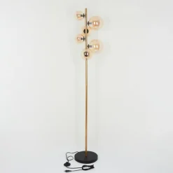 hofstein Lampadaire Chehalis LED Laiton, Noir, 6 lumières